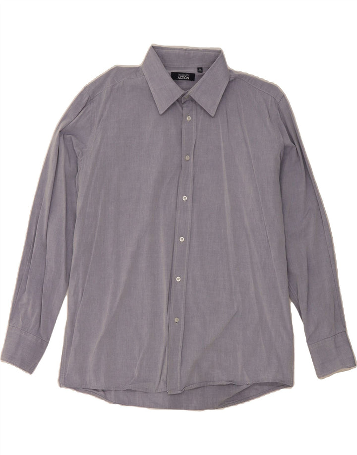 TRUSSARDI Mens Shirt Size 43/44 XL Blue Vintage Trussardi and Second-Hand Trussardi from Messina Hembry 