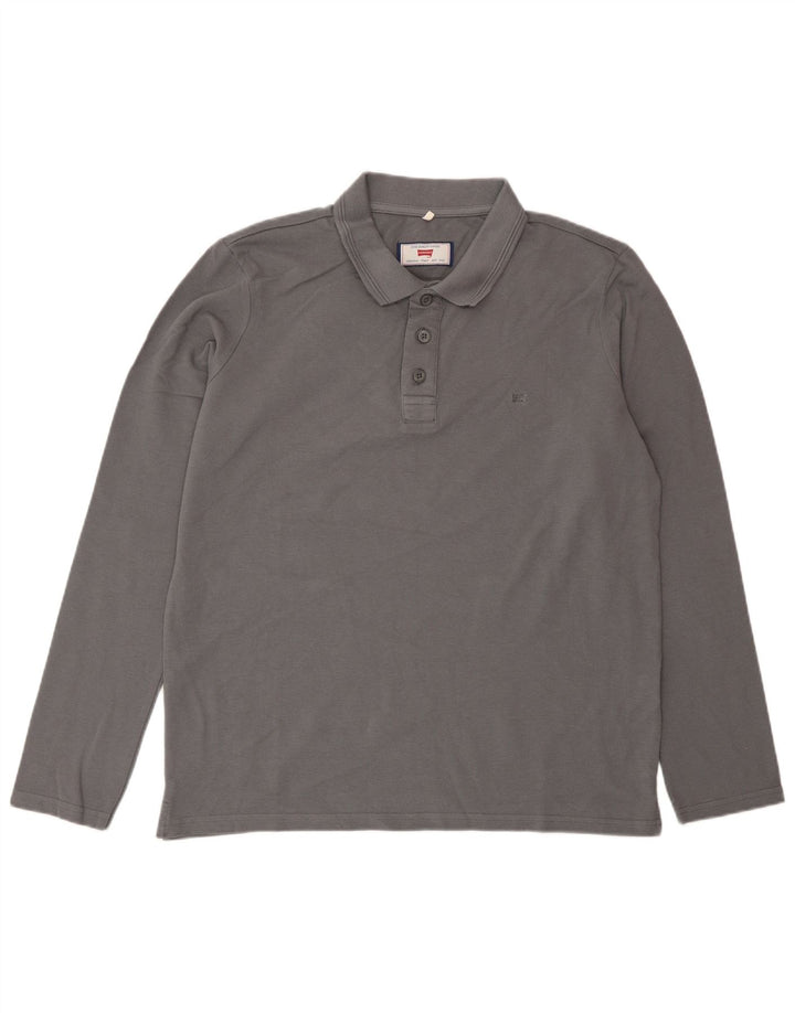 Carrera Polo à manches longues pour hommes, coupe régulière, grand coton gris