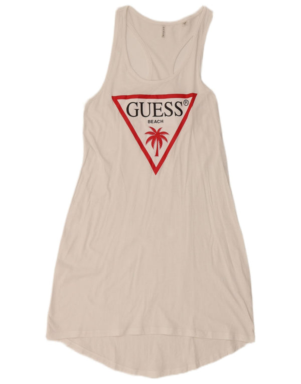 Guess Robe d'été graphique pour femme UK 12 Blanc moyen