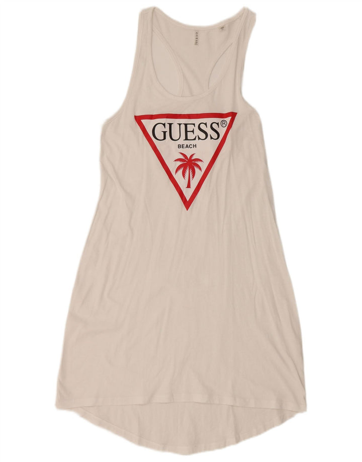 Guess Robe d'été graphique pour femme UK 12 Blanc moyen