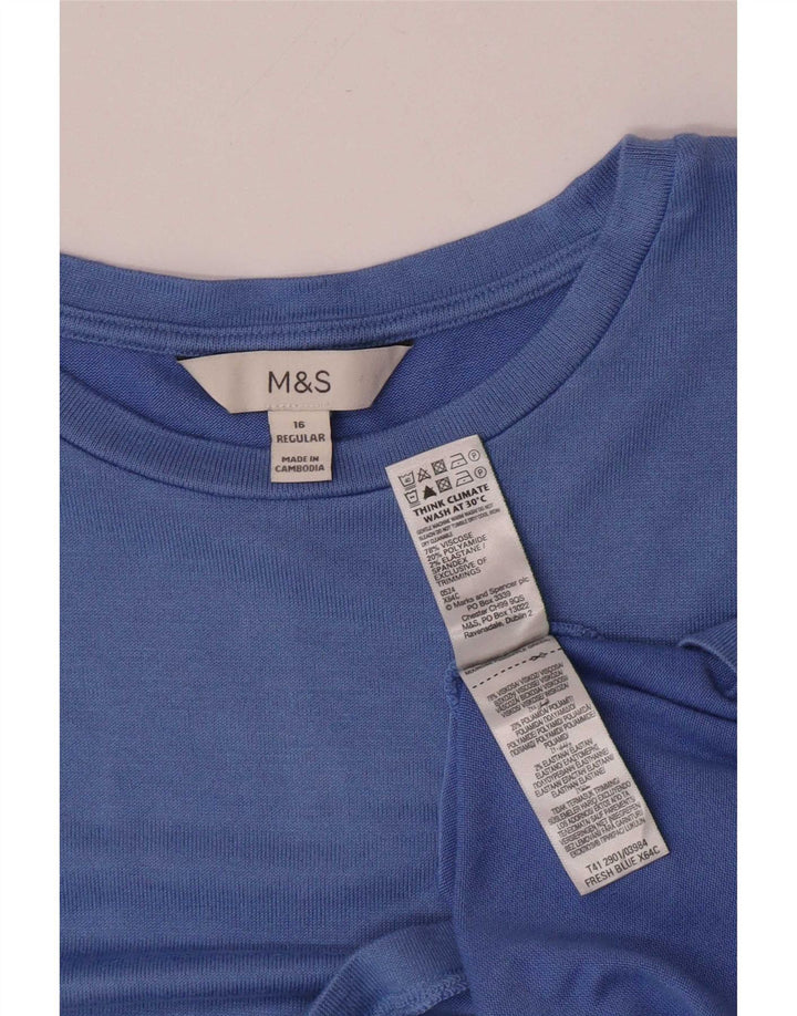 Marks & Spencer Haut à manches longues pour femme UK 16 Large Bleu Viscose
