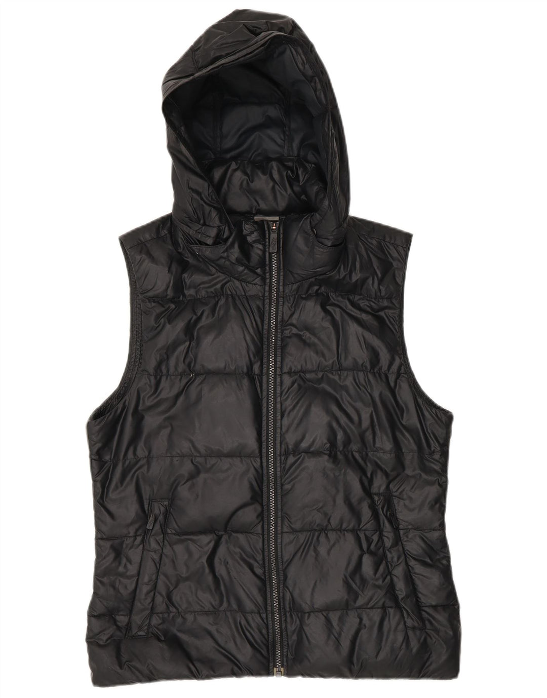 Nike Gilet rembourré à capuche pour femme UK 14 Medium Noir Nylon