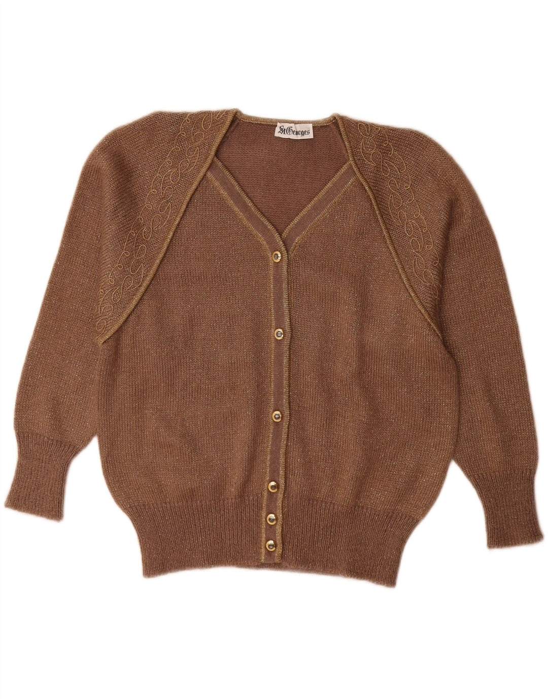 St. Georges Pull cardigan surdimensionné pour femme US 4 Petit marron moucheté