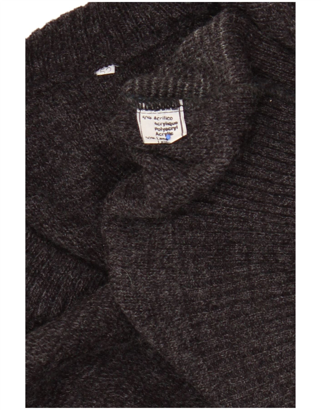 vintage Mens V-Col Jumper Sweater IT 52 Grand Acrylique Géométrique Gris