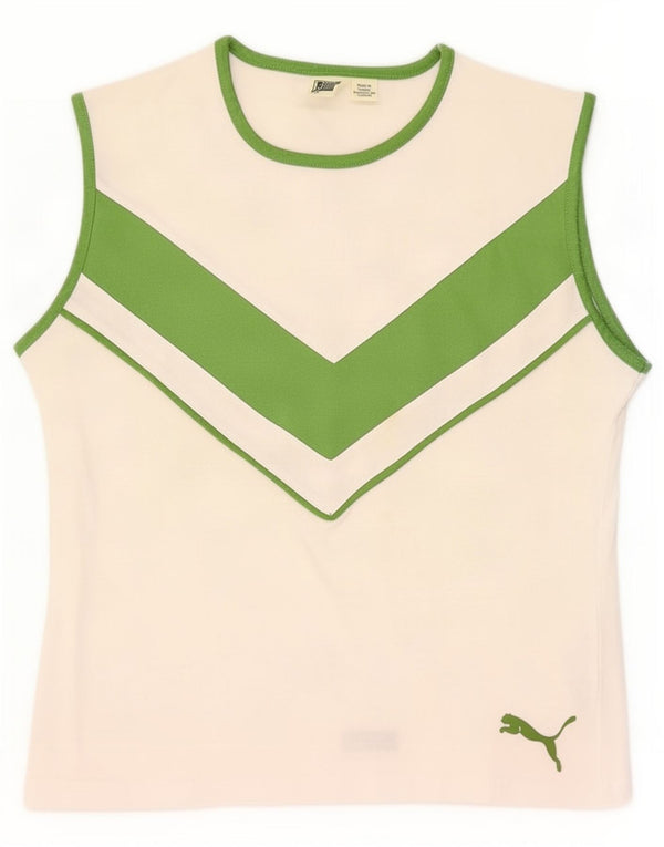 Puma Débardeur pour femme UK 14 Large Blanc Colorblock Coton
