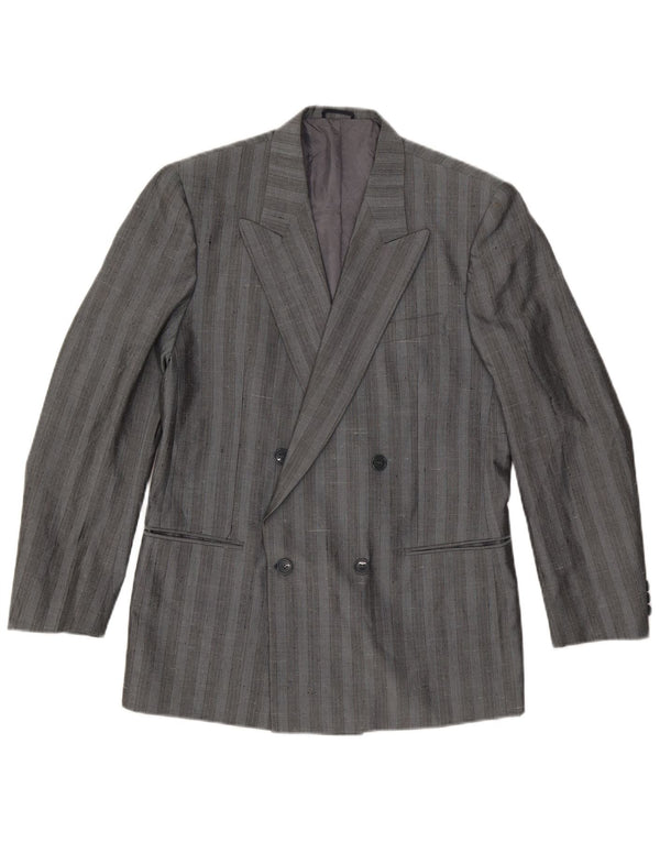 Veste Blazer Double Boutonnage Vintage Homme IT 48 Gris Moyen Rayé