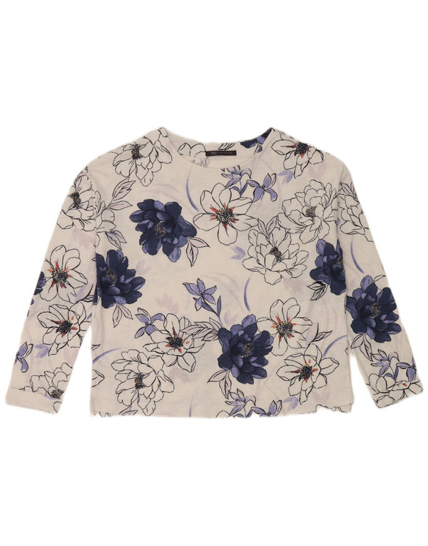 Marks & Spencer Haut surdimensionné à manches longues pour femme UK 8 Petit motif floral blanc