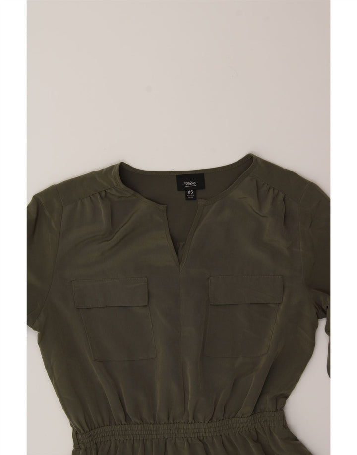 MOSSIMO Womens Long Sleeve A-Line Dress UK 6 XS Khaki Polyester Vintage Mossimo and Second-Hand Mossimo from Messina Hembry 