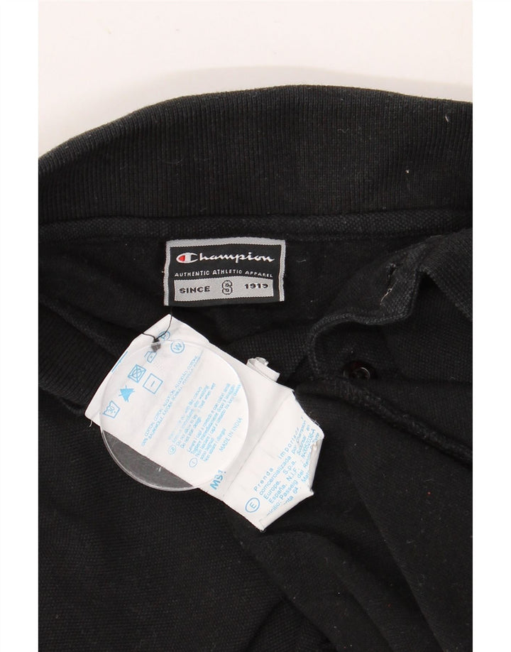 CHAMPION Polo à Manches Longues Homme Noir Moyen Coton