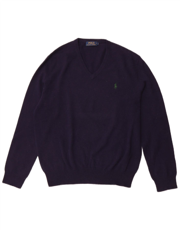 POLO RALPH LAUREN Pull Col V Homme Bleu Marine Moyen Laine Mérinos