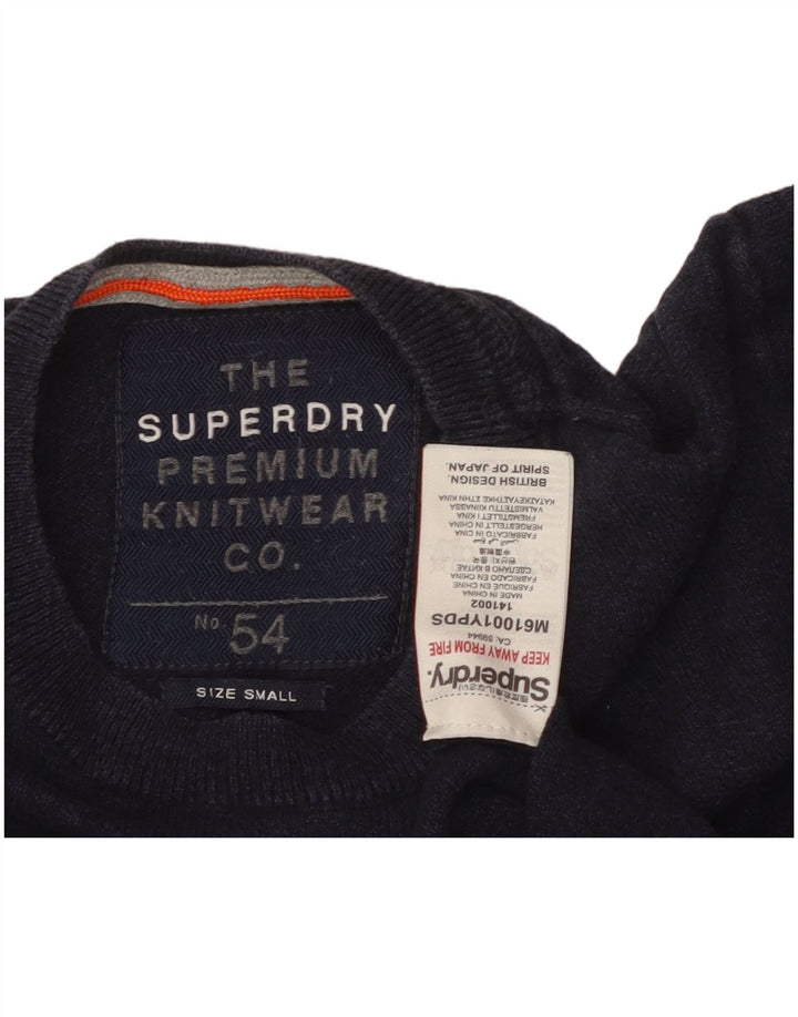 SUPERDRY Pull ras du cou pour homme en coton bleu marine Small