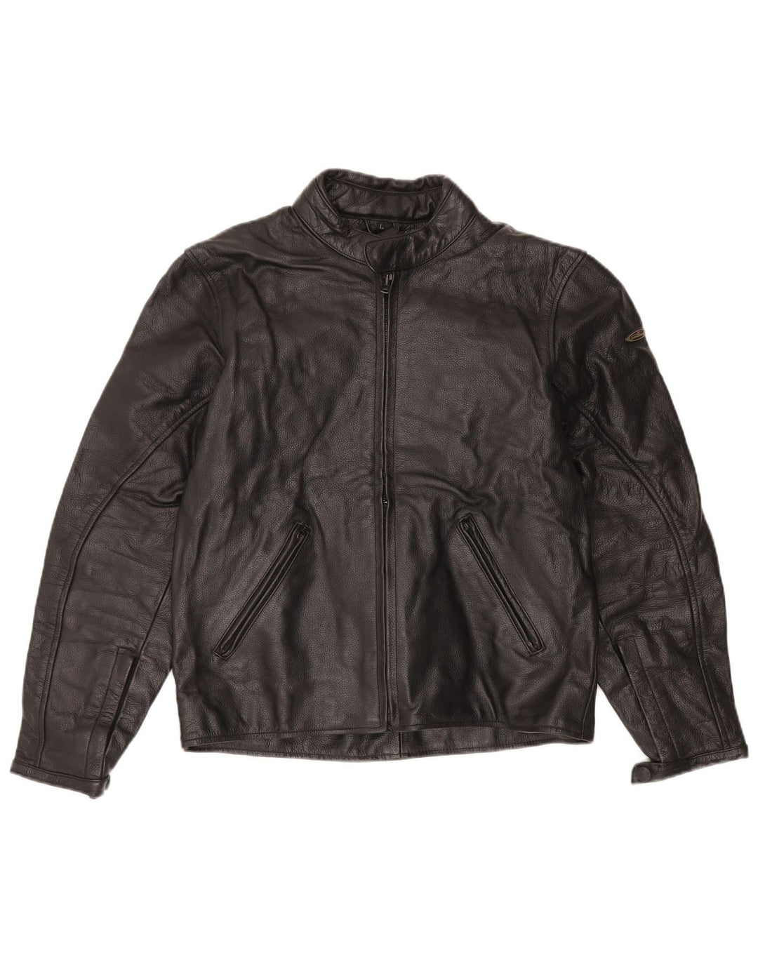 veste de course en cuir femme vintage UK 16 Grand Noir