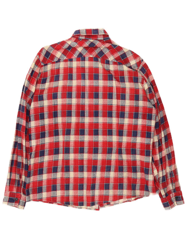 vintage Chemise en flanelle homme Taille 42 16 1/2 Grand coton à carreaux rouges