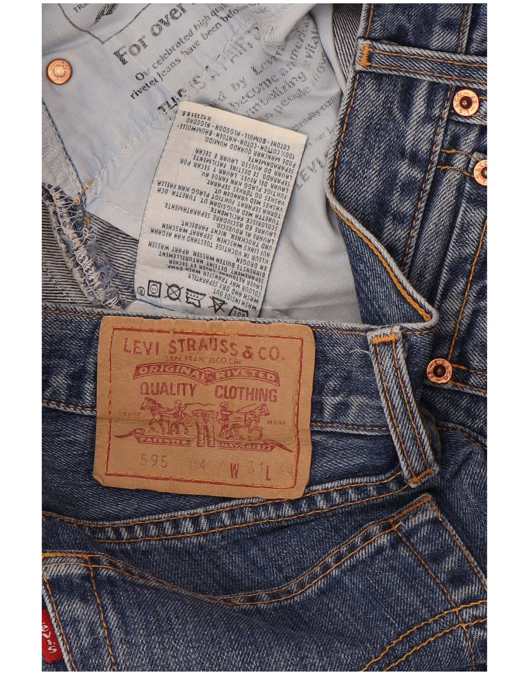 Levi's Jean Droit 595 Femme W31 L34 Bleu Coton