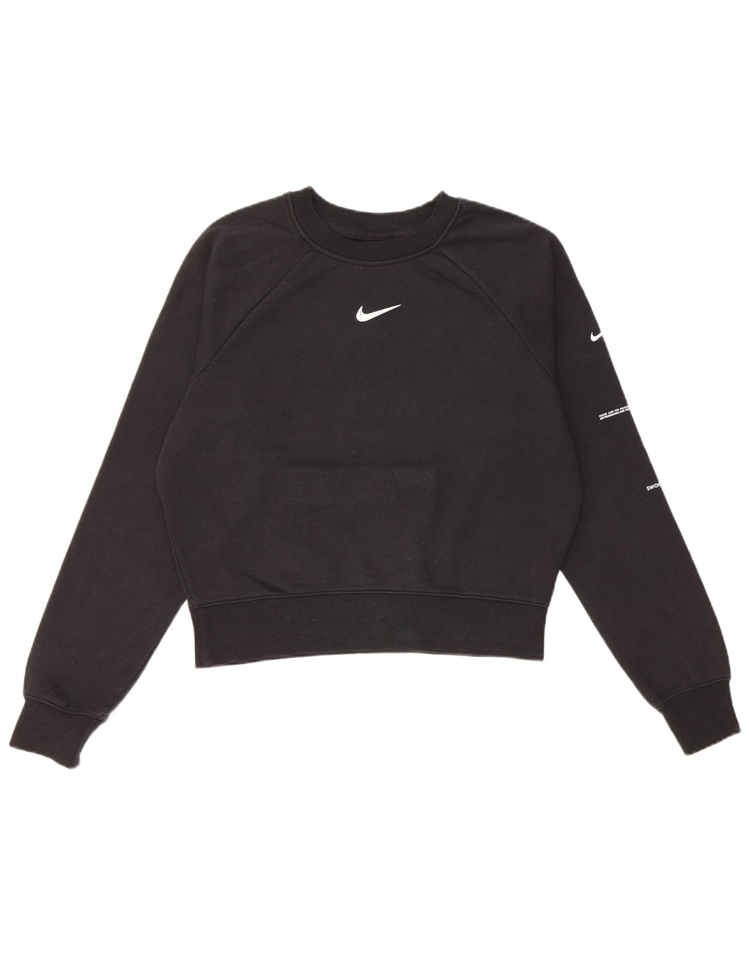 Nike Femme Swoosh Crop Sweat-shirt surdimensionné UK 10 Petit Noir