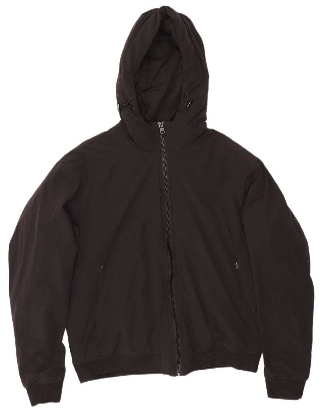 Zara Veste bomber à capuche pour homme UK 42 XL Noir Polyester