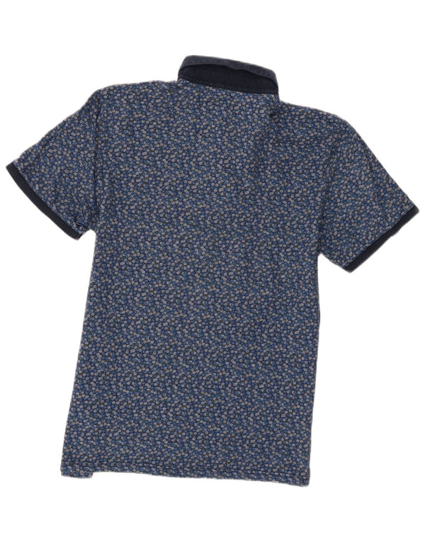 Ted Baker Polo Homme Taille 4 Grand Bleu Floral Coton