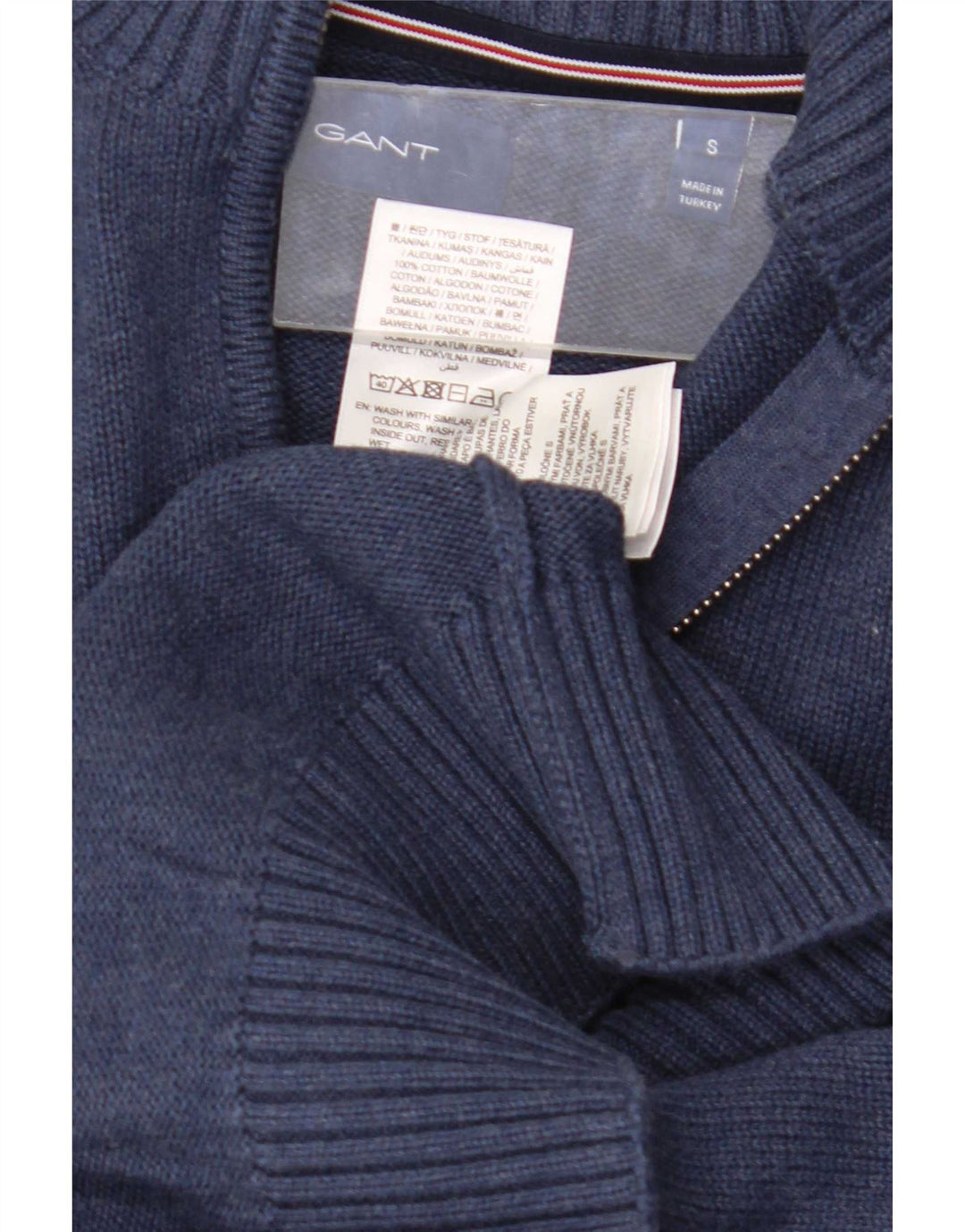Gant Homme Pull Col Zippé Petit Bleu Marine Coton