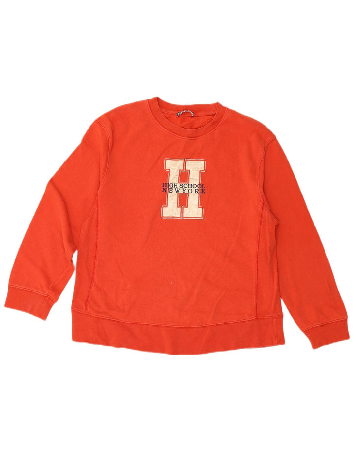 Zara Womens Graphic Sweatshirt Jumper UK 14 Coton Rouge Moyen