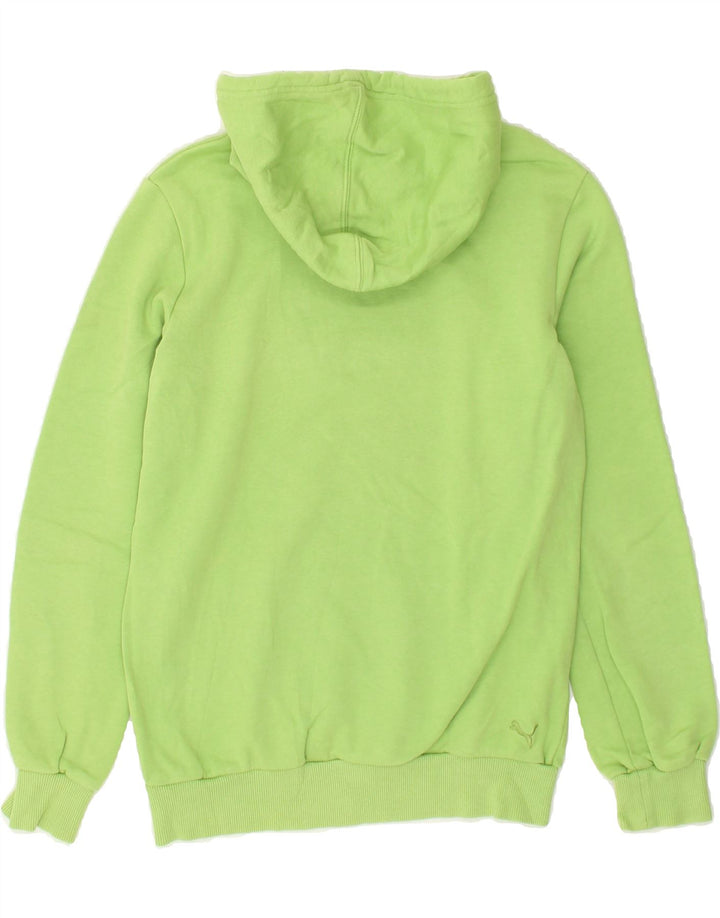 PUMA Womens Graphic Hoodie Jumper UK 12 Medium Green Cotton | Vintage Puma | Thrift | Second-Hand Puma | Used Clothing | Messina Hembry 