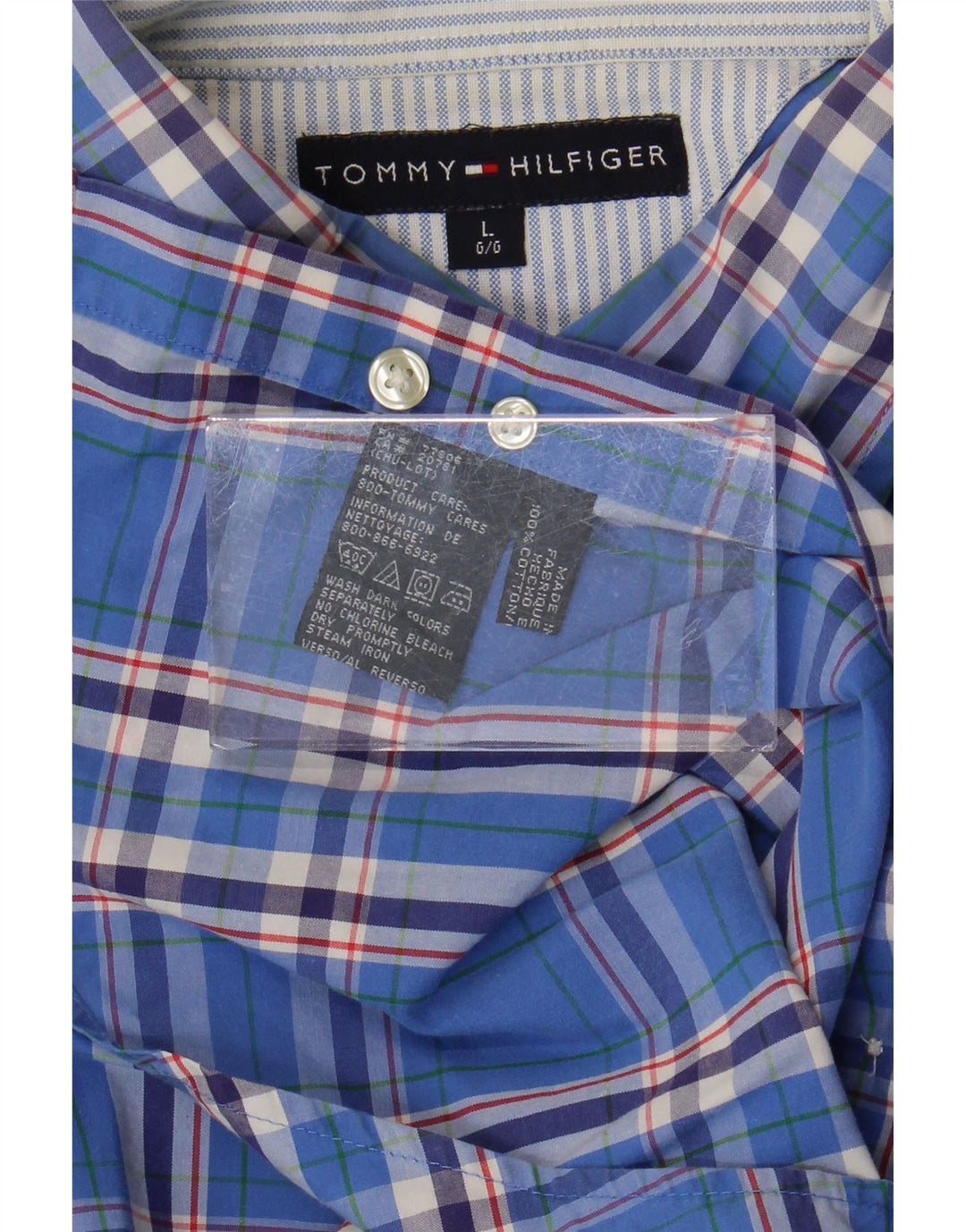 TOMMY HILFIGER Chemise Homme Grand Carreau Bleu Coton