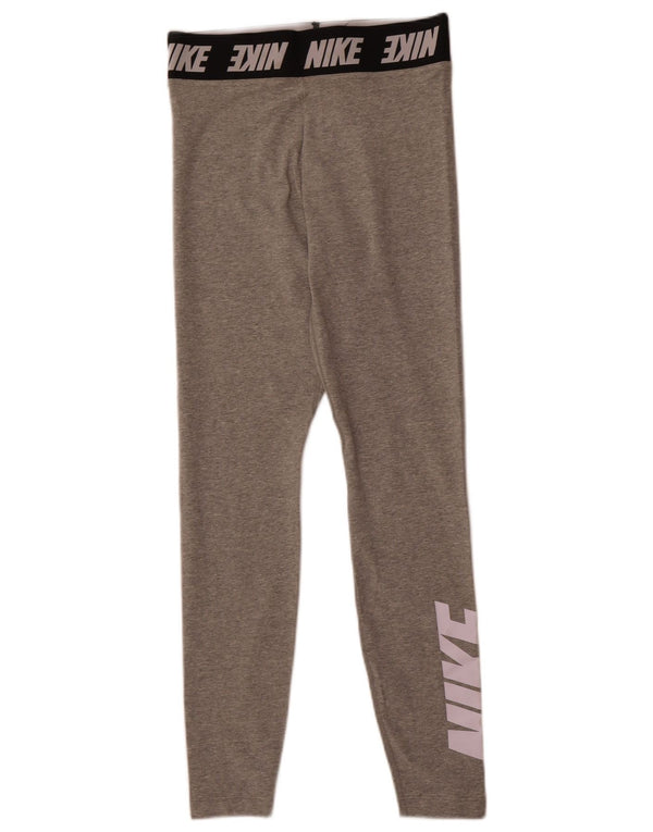 Nike Womens Graphic Leggings UK 10 Small Grey Cotton