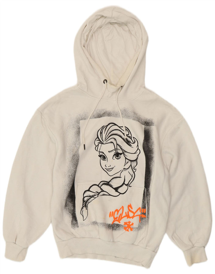 ZARA Femme Frozen Graphic Sweat à capuche UK 10 Petit Blanc