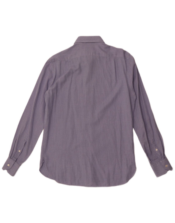 Boggi Chemise coupe ajustée pour homme Taille 40 15 3/4 Coton géométrique bleu moyen