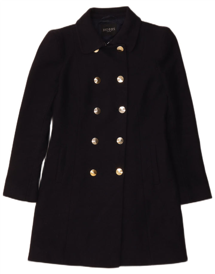 Hobbs Manteau double boutonnage pour femme UK 10 Petite laine vierge bleu marine