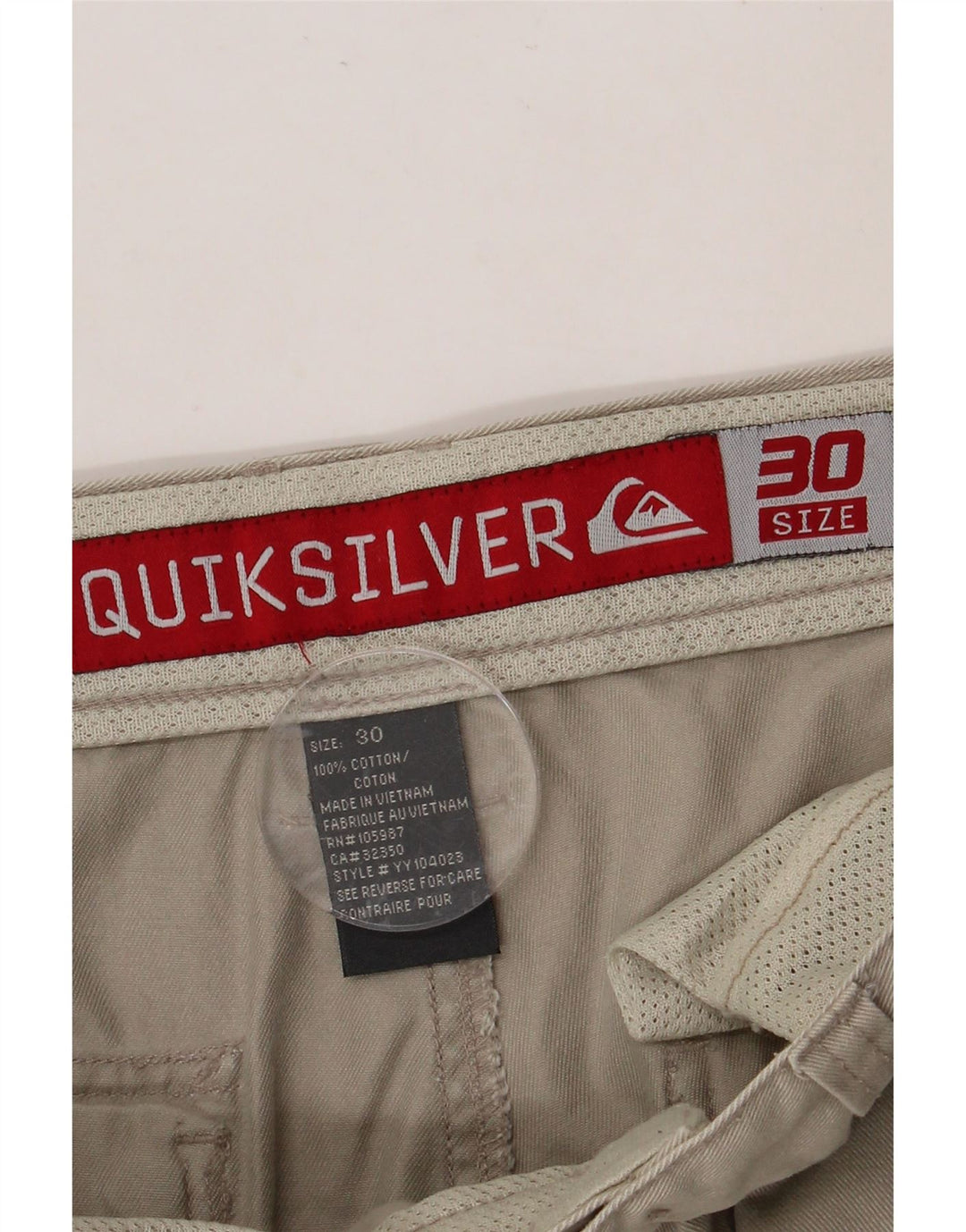 QUIKSILVER Short Cargo Homme W30 Coton Gris Moyen