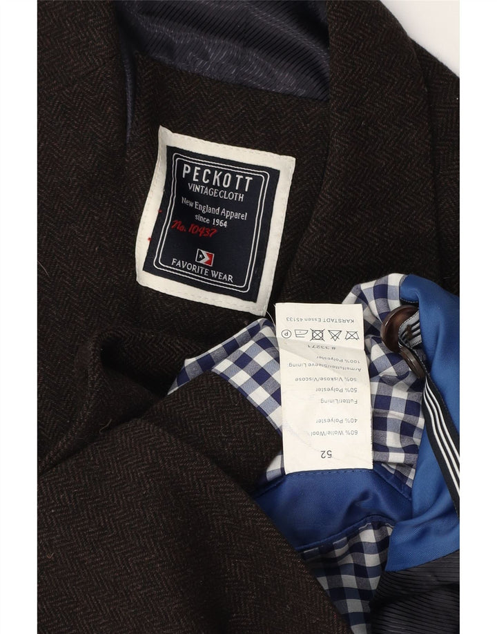Peckott Veste blazer à 2 boutons pour homme IT 52 XL en laine à chevrons marron