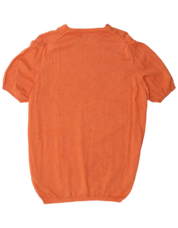 Zara Pull à manches courtes et col bateau pour homme XL Orange Coton
