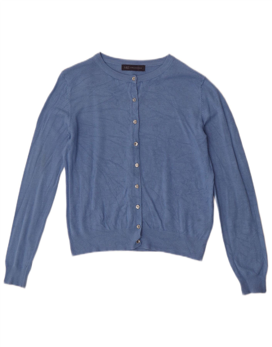 Marks & Spencer Pull cardigan court pour femme UK 10 Small Bleu Viscose