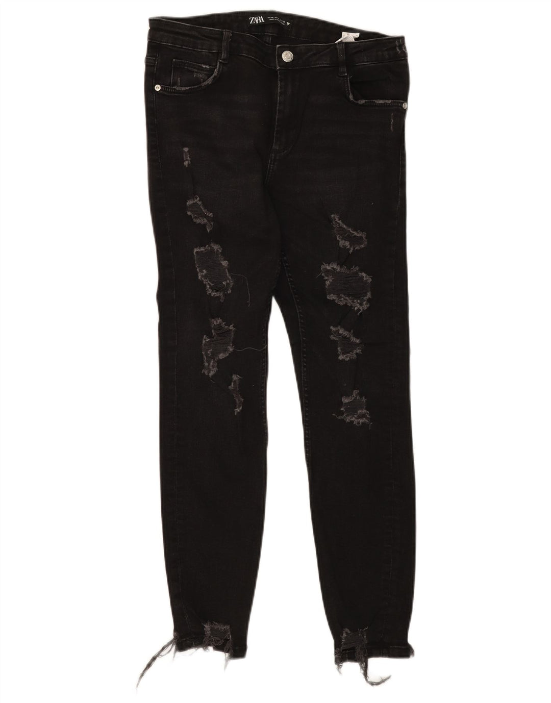 Zara Jean slim vieilli pour femme EU 40 Medium W30 L27 Coton noir