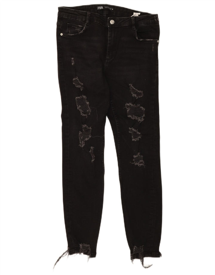 Zara Jean slim vieilli pour femme EU 40 Medium W30 L27 Coton noir