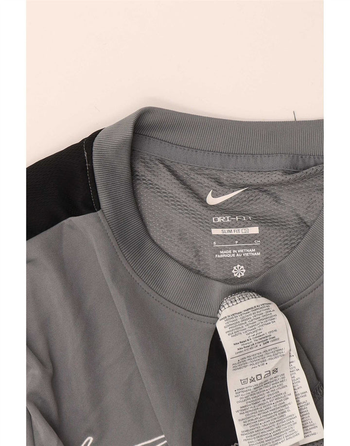 Nike Hommes Dri Fit Slim Fit T-Shirt Haut Petit Gris Colorblock Polyester