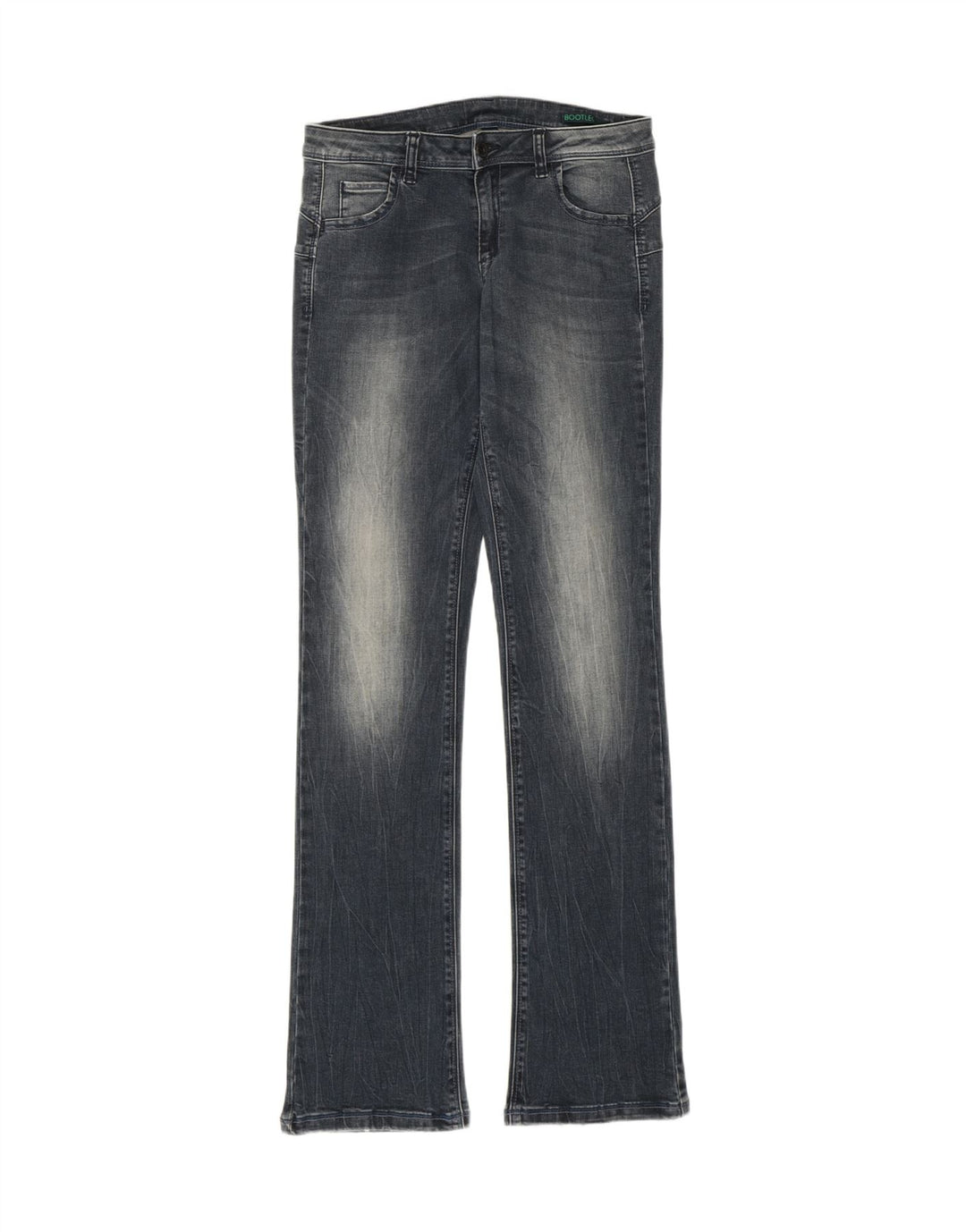 Benetton Jean bootcut femme délavé à l'acide W28 L33 coton bleu
