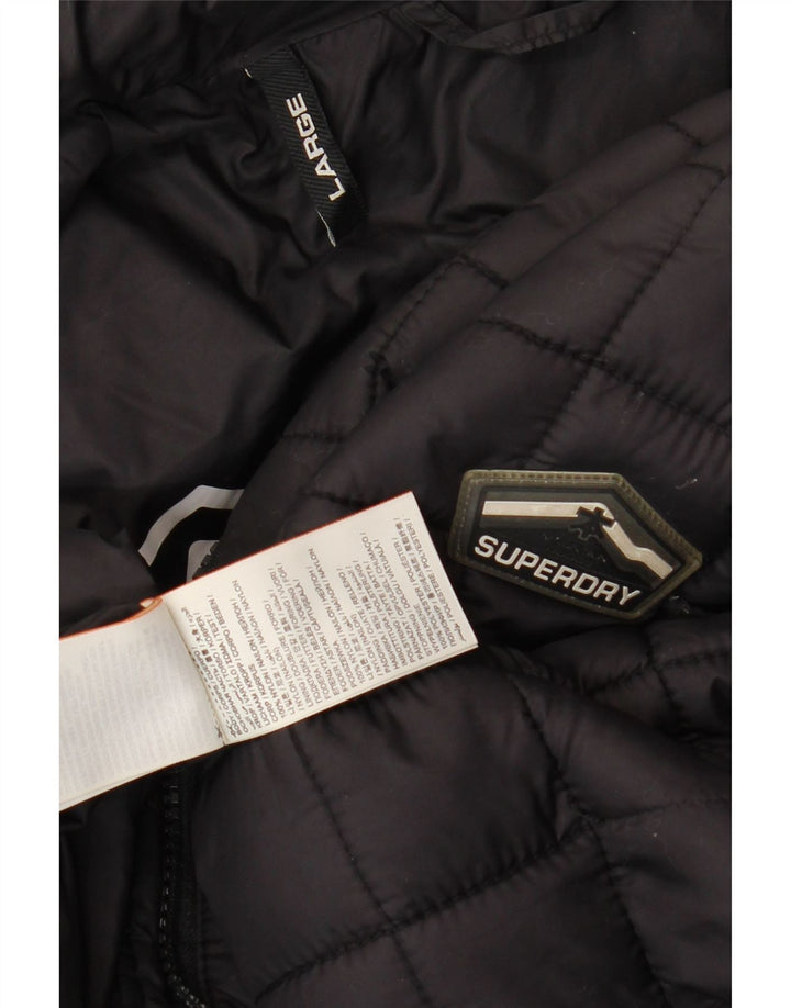 Superdry Veste rembourrée pour homme UK 40 Large Noir Nylon