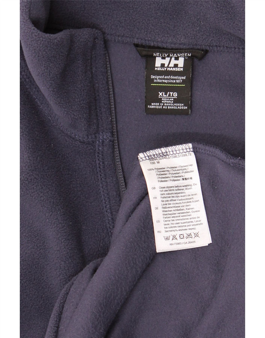 HELLY HANSEN Pull Polaire Col Zippé Homme XL Bleu Marine Polyester