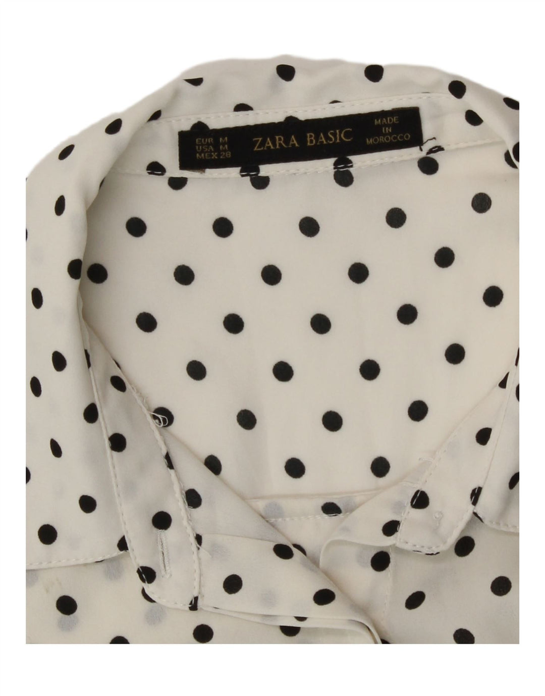 Zara Chemise transparente pour femme UK 14 Medium White Polka Dot