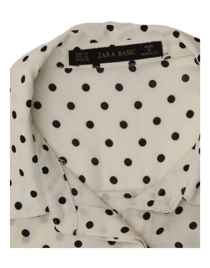 Zara Chemise transparente pour femme UK 14 Medium White Polka Dot