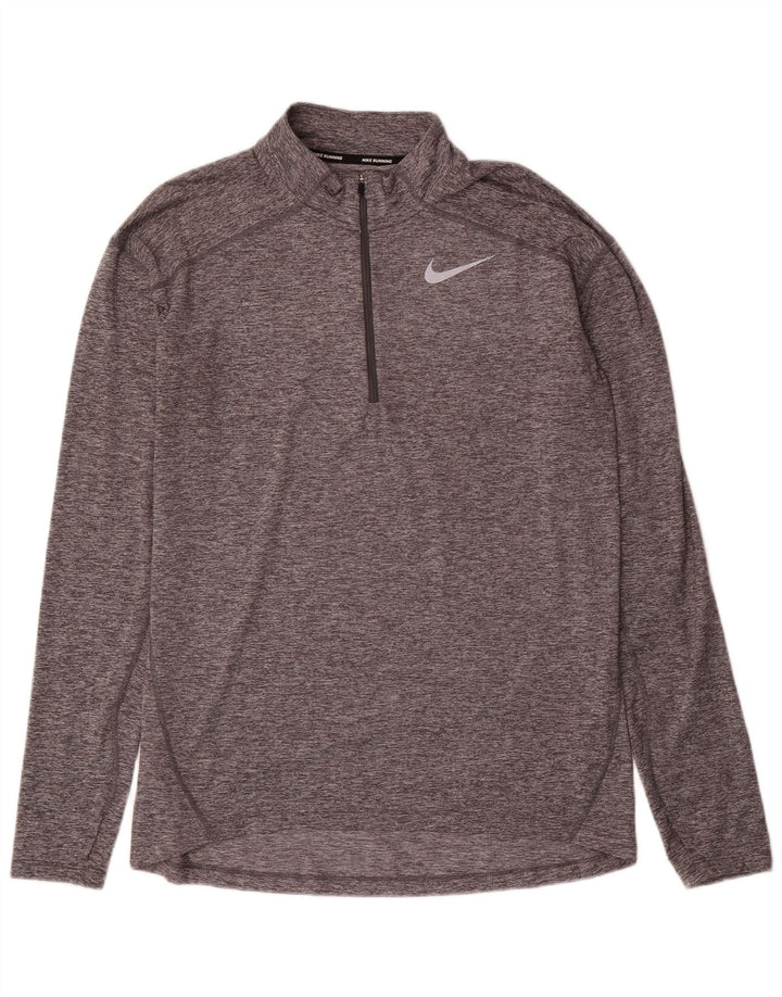 Haut de survêtement Nike Dri Fit Zip Neck pour homme, gris moyen, en polyester