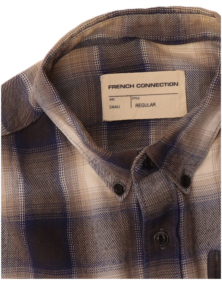 French Connection Chemise en Flanelle Coupe Regular Homme Petit Carreau Marron