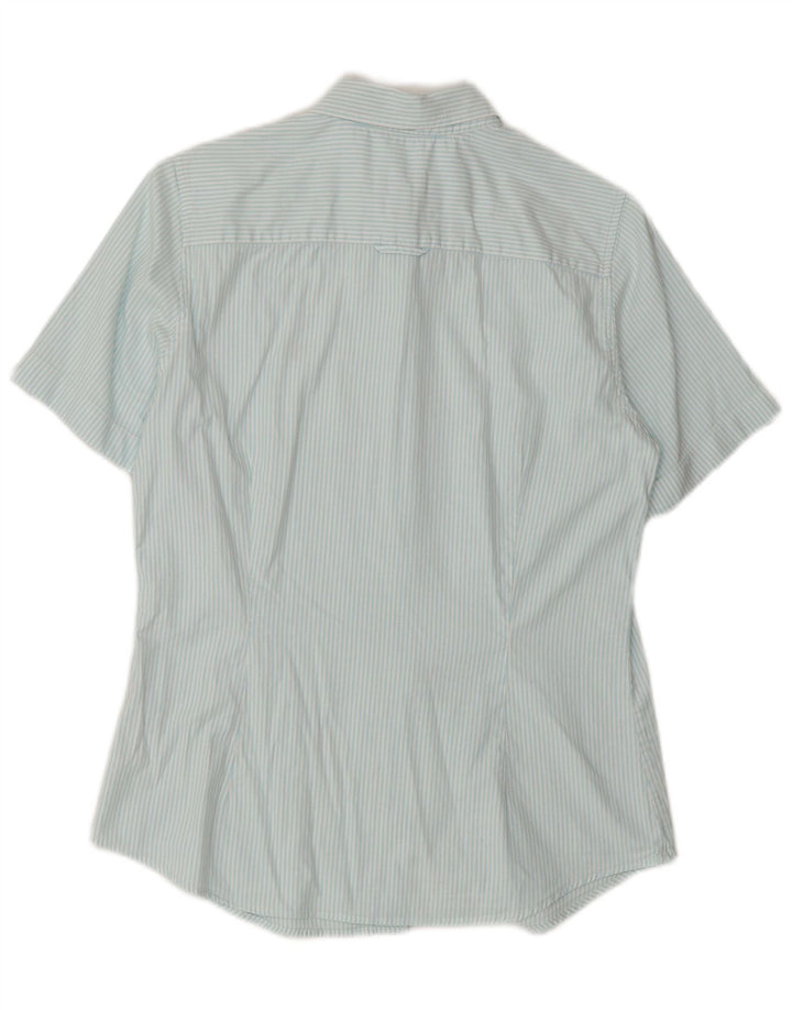 GANT Chemise à manches courtes pour femme UK 12 Bleu moyen en coton à fines rayures