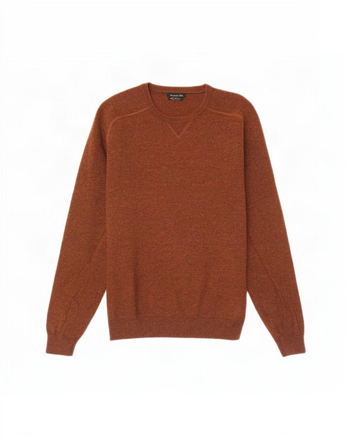 Massimo Dutti Pull à col rond pour homme en laine marron moyen