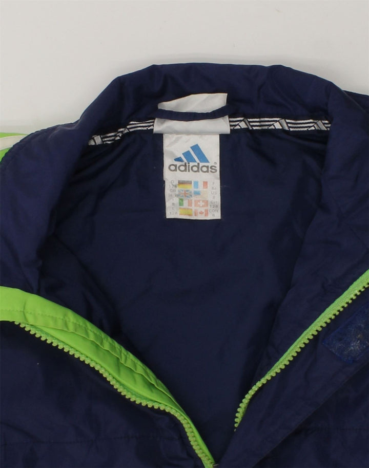 ADIDAS Boys Windbreaker Jacket 7-8 Years Navy Blue Colourblock Polyamide | Vintage Adidas | Thrift | Second-Hand Adidas | Used Clothing | Messina Hembry 