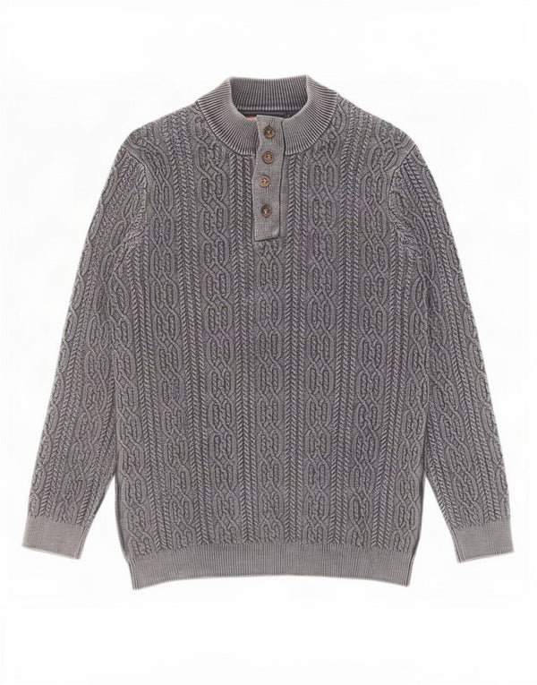 Joe Browns Mens Button Neck Jumper Sweater 2XL Grey Cotton
