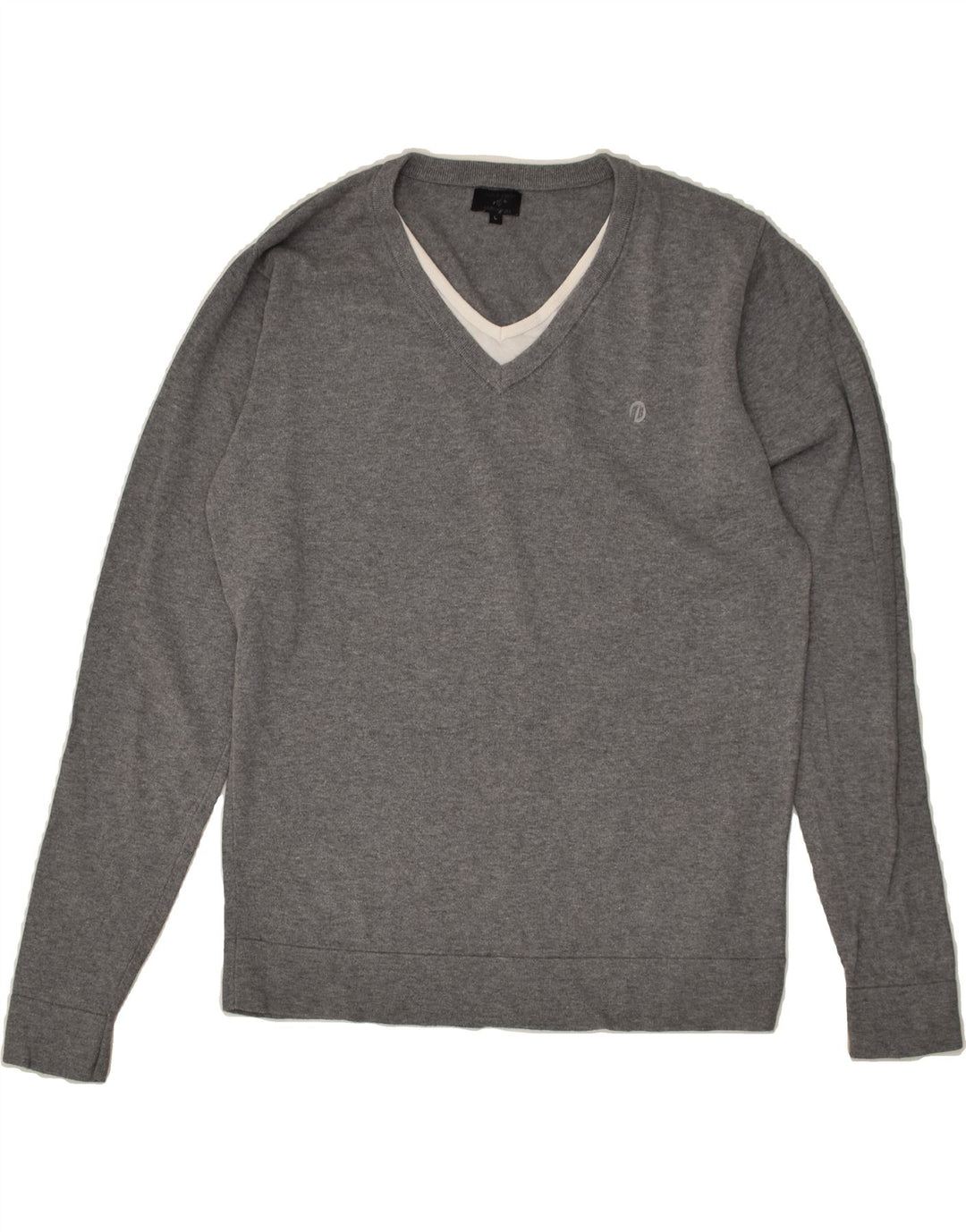 JACK & JONES Mens V-Neck Jumper Sweater Large Grey Cotton | Vintage Jack & Jones | Thrift | Second-Hand Jack & Jones | Used Clothing | Messina Hembry 
