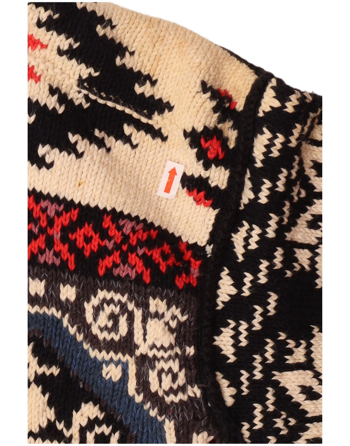 vintage Womens Graphic Cardigan Sweater UK 10 Petit Bohème multicolore
