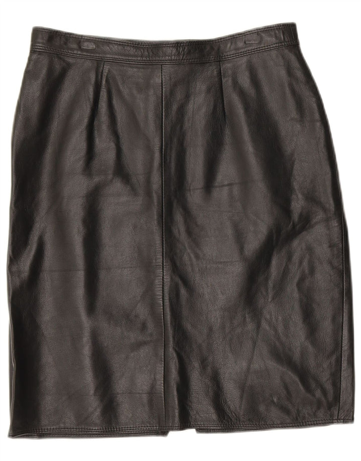 VINTAGE Jupe en cuir femme W30 Cuir noir moyen